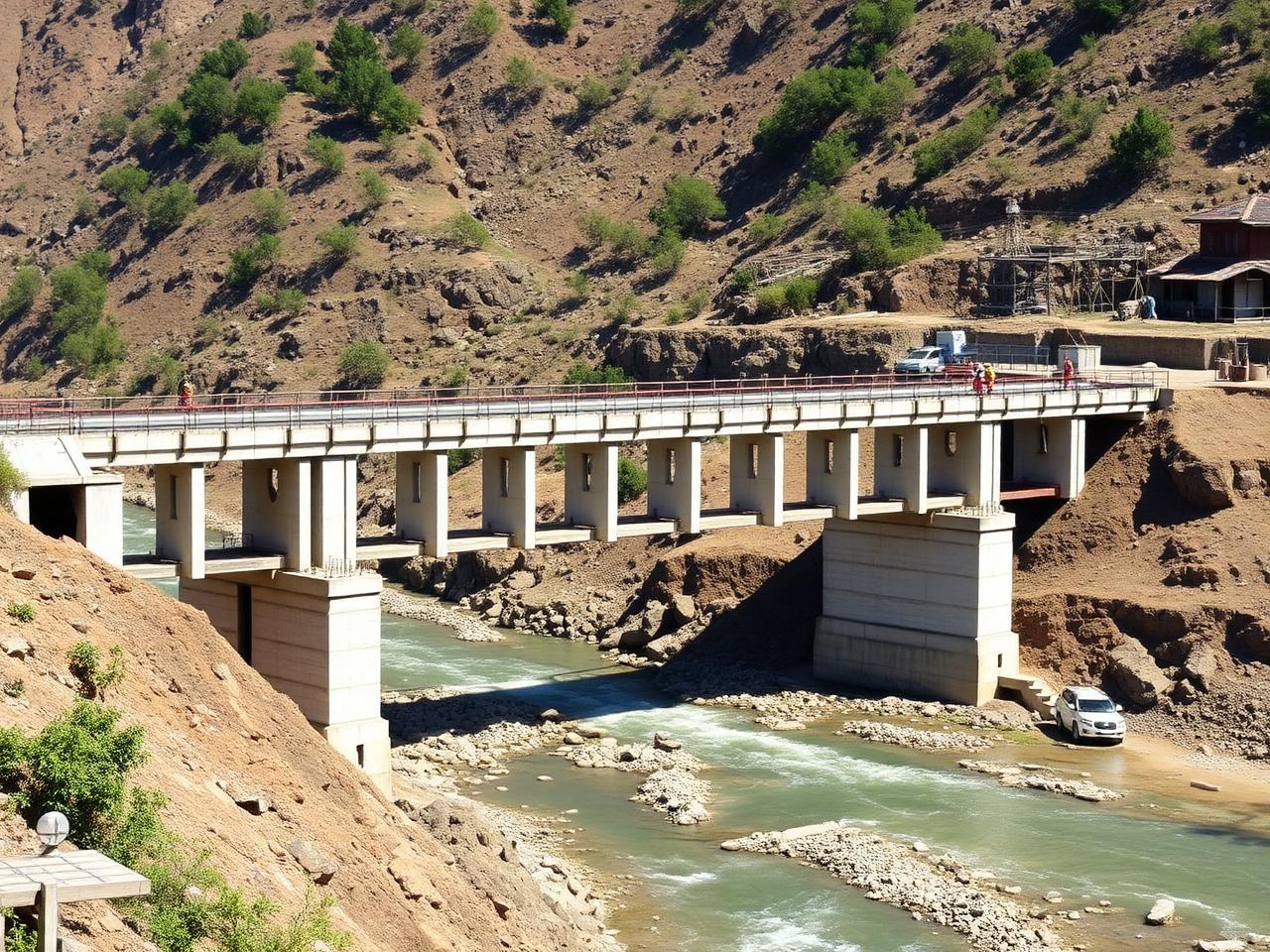 RCC bridge spanning a river in the hills of Nepal